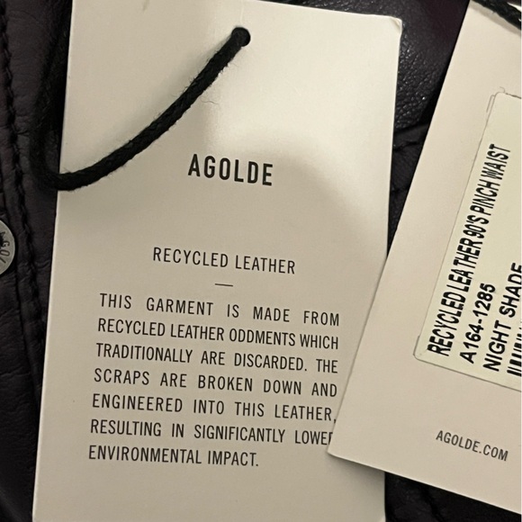 Agolde Recycled Leather 90’s Pinch Waist Pants in Nightshade size 24 - Picture 10 of 10